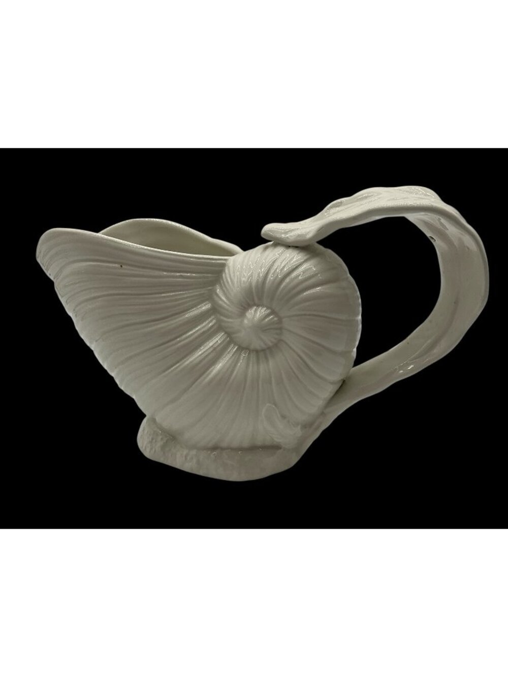 Baum Brothers Seashell Collection White Ceramic Nautilus Shell Pitcher Drinkware